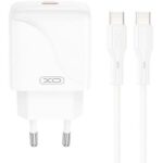 XO L141 ΦΟΡΤΙΣΤΗΣ 20W, 1 ΘΥΡΑ TYPE-C ΜΕ ΚΑΛΩΔΙΟ PD ΣΕ TYPE-C, ΛΕΥΚΟΣ