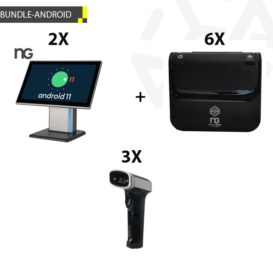 32655 2 x NG POS ANDROID 4GB/32GB + 6 x ΘΕΡΜΙΚΟΣ ΕΚΤΥΠΩΤΗΣ 80MM + 3 x ΑΣΥΡΜΑΤΟ BARCODE SCANNER 2D - Image 1