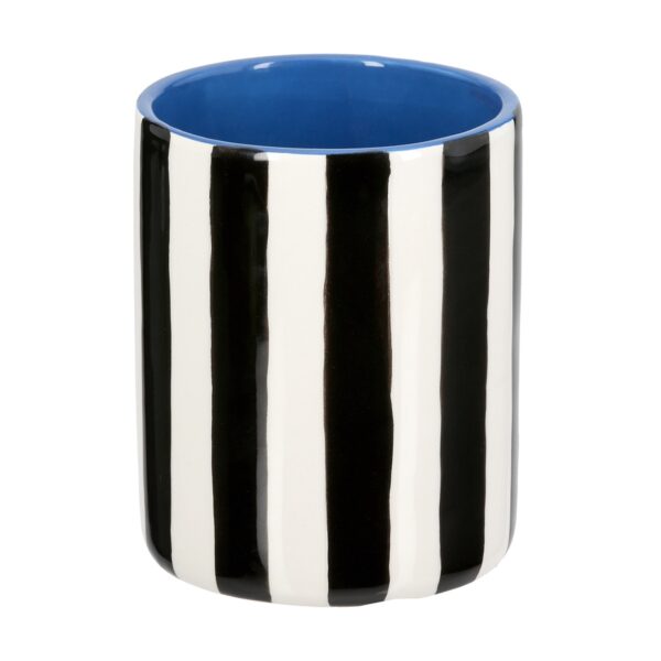 Βάζο Ριγέ Κεραμικό Μαύρο Λευκό D10X13Cm D10X13Cm