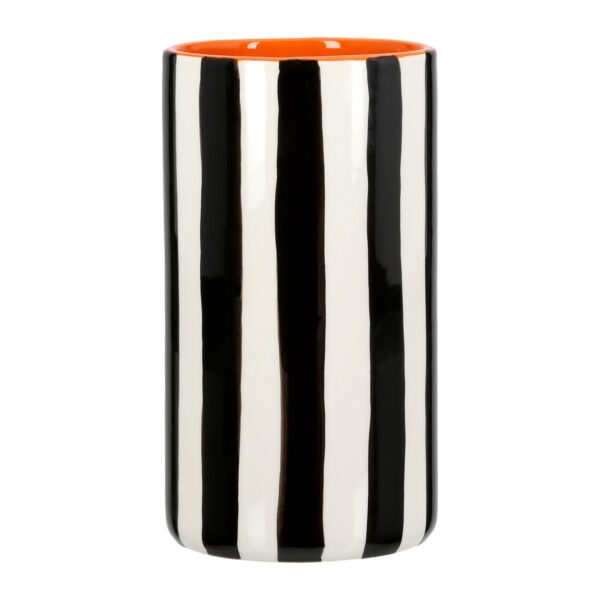 Βάζο Ριγέ Κεραμικό Μαύρο Λευκό D9X17Cm D9X17Cm
