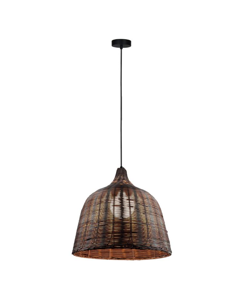 400-03621 Φωτιστικό μονόφωτο "BASKET" από μπαμπού/PVC σε καφέ χρώμα Φ45x100 Ε27 - Image 1