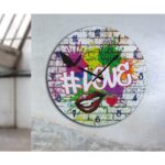 Ρολόι Τοίχου ArteLibre 'Love' Με Γκράφιτι Πολύχρωμο MDF Φ33.8x2cm - Image 2