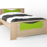 Παιδικό κρεβάτι "ΧΑΜΟΓΕΛΟ" ημίδιπλο σε χρώμα δρυς-λαχανί 110x190