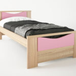 Παιδικό κρεβάτι "ΧΑΜΟΓΕΛΟ" μονό σε χρώμα δρυς-ροζ 90x190