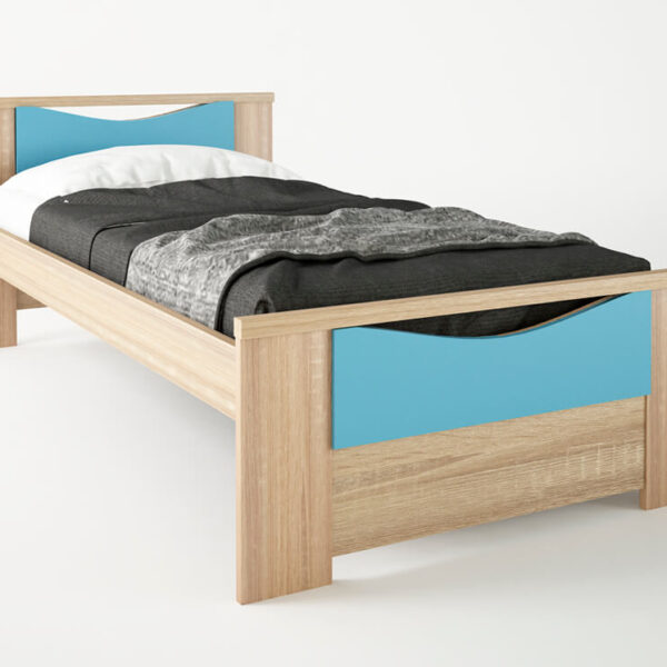 Παιδικό κρεβάτι "ΧΑΜΟΓΕΛΟ" μονό σε χρώμα δρυς-σιελ 90x190