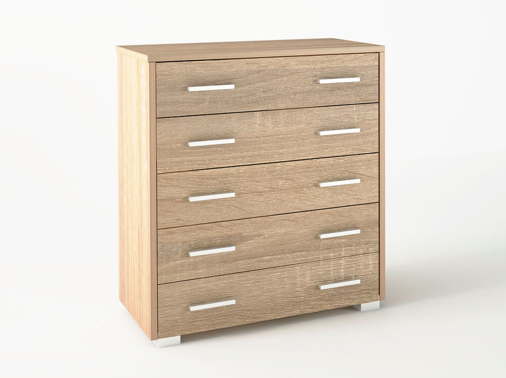 500-00208 Συρταριέρα με 5 συρτάρια σε χρώμα δρυς 80x45x90 - Image 1