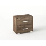 Κομοδίνο με 2 συρτάρια σε χρώμα καρυδί 50x34x48