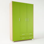 Ντουλάπα παιδική τρίφυλλη σε χρώμα δρυς-λαχανί 110x50x180