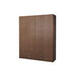 Ντουλάπα τετράφυλλη με πατάρι σε καρυδί χρώμα 200x55x240