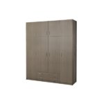 Ντουλάπα τετράφυλλη με πατάρι σε σταχτί χρώμα 200x55x240