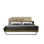 Κρεβάτι "ΜΟΡΦΕΑΣ" διπλό σε χρώμα καρυδί-εκρου σκούρο 160x200