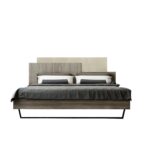 Κρεβάτι "ΜΟΡΦΕΑΣ" διπλό σε χρώμα σταχτί-εκρου ανοιχτό 160x200