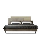 Κρεβάτι "ΜΟΡΦΕΑΣ" διπλό σε χρώμα σταχτί-εκρου σκούρο 160x200