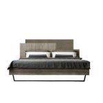 Κρεβάτι "ΜΟΡΦΕΑΣ" διπλό σε χρώμα σταχτί-μόκα σκούρο 160x200