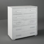 Συρταριέρα με 5 συρτάρια σε χρώμα λευκό ρουστίκ 80x45x90