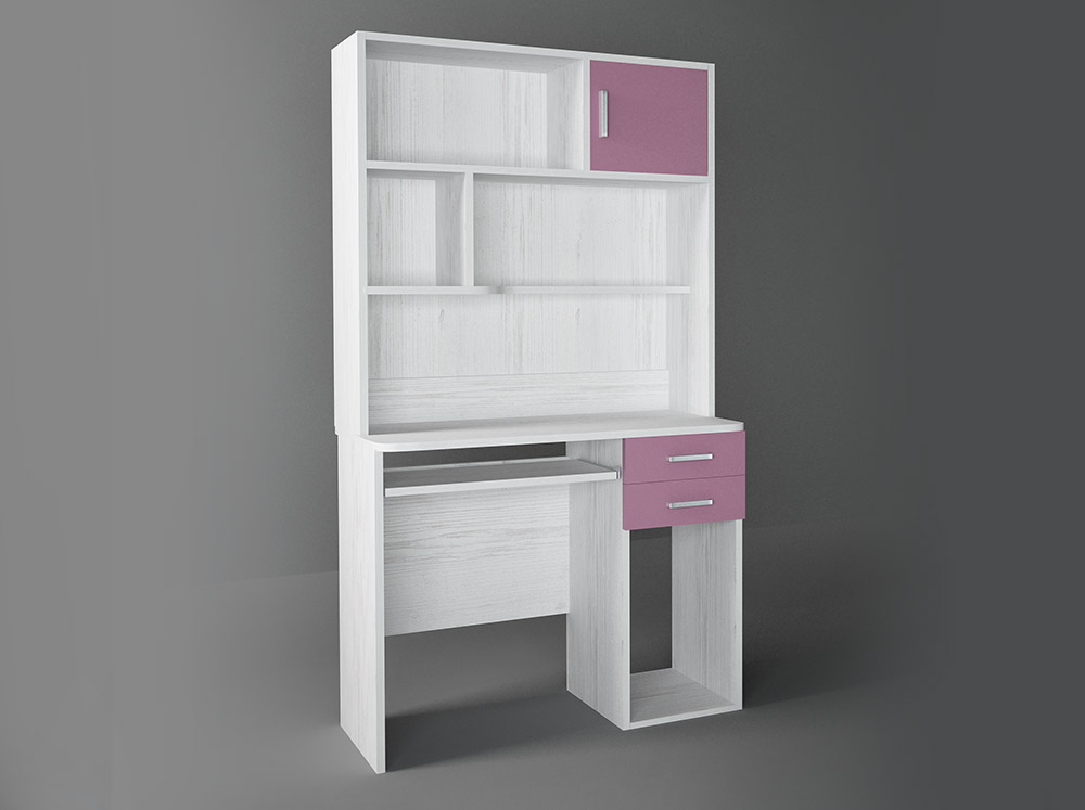 500-00691 Παιδικό γραφείο με εταζέρα σε χρώμα λευκό-ροζ 100x55x180 - Image 1