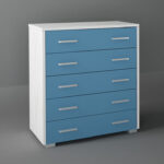 Συρταριέρα με 5 συρτάρια σε χρώμα λευκό ρουστίκ-σιέλ 80x45x90