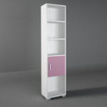 Βιβλιοθήκη παιδική σε χρώμα λευκό ρουστίκ-ροζ 40x30x180