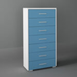 Συρταριέρα με 7 συρτάρια σε χρώμα λευκό ρουστίκ-σιέλ 60x45x123