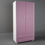 Ντουλάπα δίφυλλη σε χρώμα λευκό ρουστίκ-ροζ 85x50x180