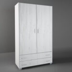 Ντουλάπα δίφυλλη σε χρώμα λευκό ρουστίκ 105x50x180