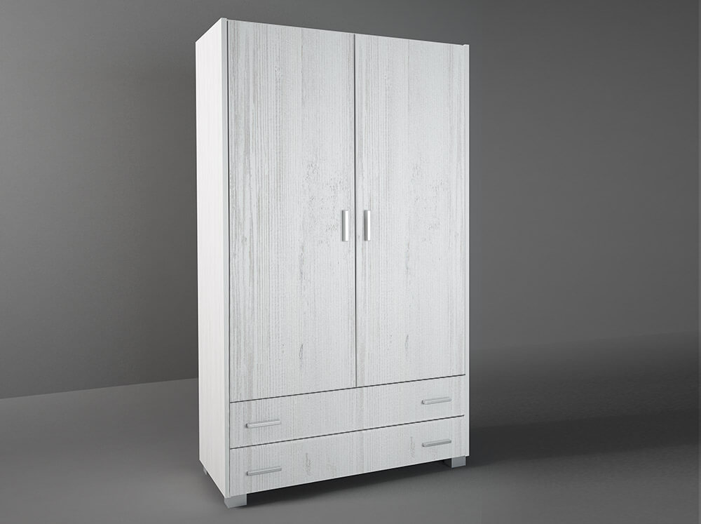 500-00877 Ντουλάπα δίφυλλη σε χρώμα λευκό ρουστίκ 105x50x180 - Image 1