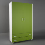 Ντουλάπα παιδική δίφυλλη σε χρώμα λευκό ρουστίκ-λαχανί 105x50x180