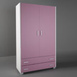 Ντουλάπα παιδική δίφυλλη σε χρώμα λευκό ρουστίκ-ροζ 105x50x180