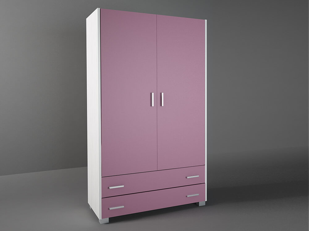 500-00880 Ντουλάπα παιδική δίφυλλη σε χρώμα λευκό ρουστίκ-ροζ 105x50x180 - Image 1