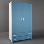 Ντουλάπα παιδική δίφυλλη σε χρώμα λευκό ρουστίκ-σιέλ 105x50x180