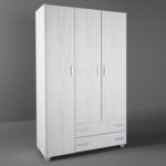 Ντουλάπα τρίφυλλη σε χρώμα λευκό ρουστίκ 110x50x180