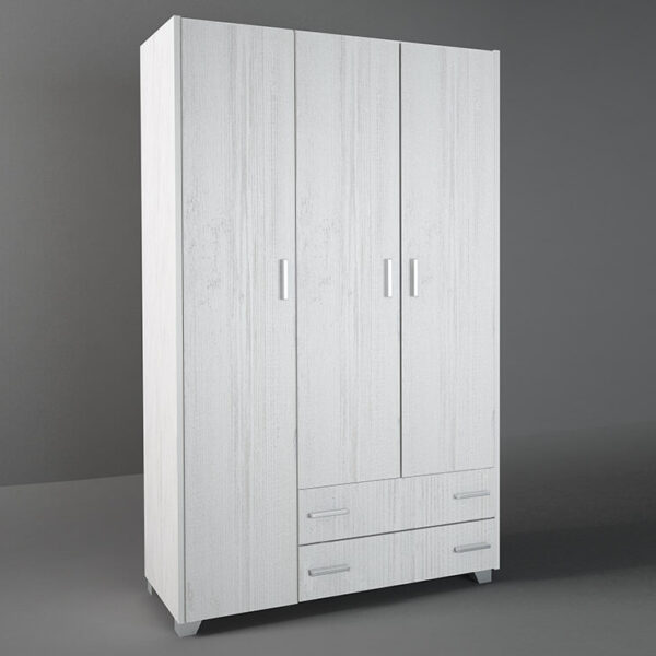 Ντουλάπα τρίφυλλη σε χρώμα λευκό ρουστίκ 110x50x180