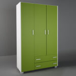 Ντουλάπα παιδική τρίφυλλη χρώματος λευκό ρουστίκ-λαχανί 110x50x180