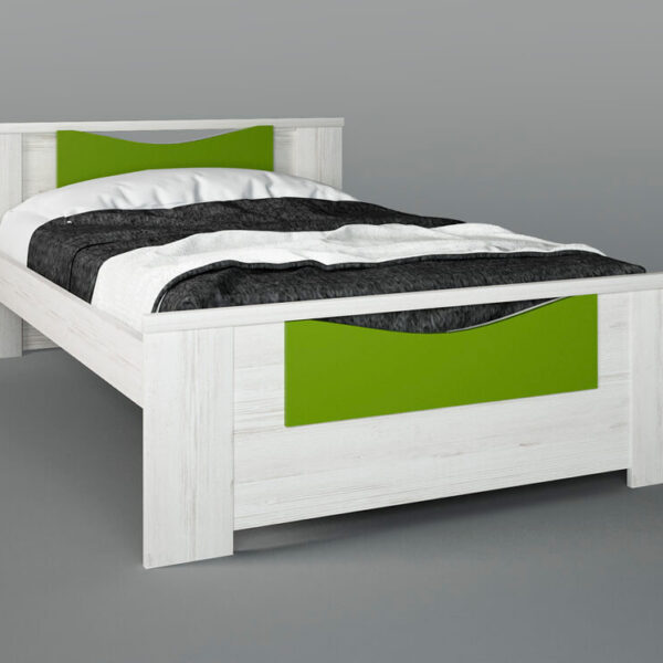 Παιδικό κρεβάτι "ΧΑΜΟΓΕΛΟ" ημίδιπλο σε χρώμα λευκο ρουστίκ-λαχανί 110x190