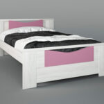 Παιδικό κρεβάτι "ΧΑΜΟΓΕΛΟ" ημίδιπλο σε χρώμα λευκό ρουστίκ-ροζ 110x190