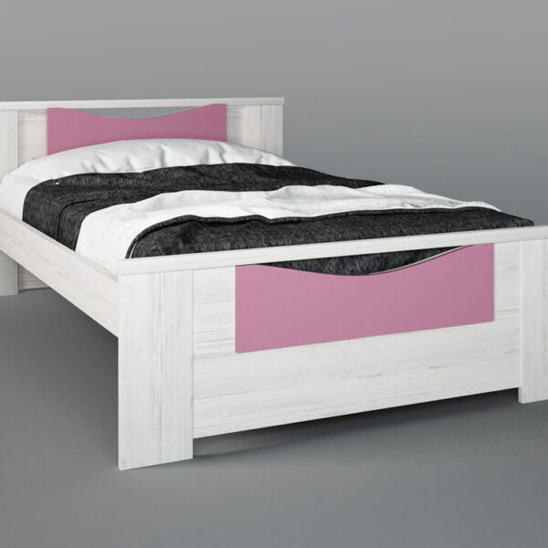 Παιδικό κρεβάτι "ΧΑΜΟΓΕΛΟ" ημίδιπλο σε χρώμα λευκό ρουστίκ-ροζ 110x190