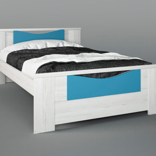 Παιδικό κρεβάτι "ΧΑΜΟΓΕΛΟ" ημίδιπλο σε χρώμα λευκό ρουστίκ-σιέλ 110x190