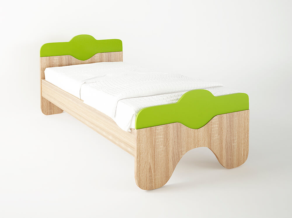 500-00903 Κρεβάτι "TΑΖ" ημίδιπλο σε χρώμα δρυς-λαχανί 110x190 - Image 1