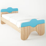 Κρεβάτι "TAZ" ημίδιπλο σε χρώμα δρυς-σιέλ 110x190