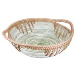 Μπωλ Στρογγυλό 'Fortaleza' Ριγέ Μπαμπού/Ρατάν Εκρού/Πράσινο 30x35.5x11cm - Image 2