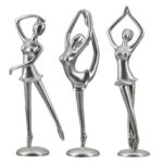 Φιγούρα Μπαλαρίνα 'Adeline' Πολυρεζίνη Ασημί 3Τμχ 9.5x10x29.5cm - Image 2