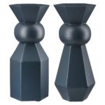 Βάζο "Metallo" Μέταλλο Dark Μπλε PU 2 Pcs. Assorted 10x10x24cm - Image 2
