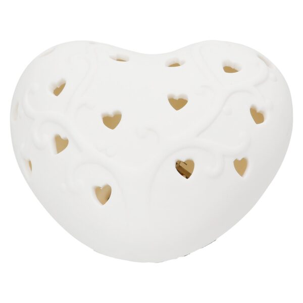 Διακοσμητικό Αντικείμενο (Led) Καρδιά Πορσελάνη Λευκό 10X9X5Cm 10X9X5Cm