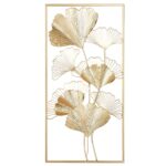Ανάγλυφο τοίχου Ορθογώνιο Ginkgo Motif Μεταλλικό Χρυσό Χρώμα 30X1X60Cm 30X1X60Cm - Image 2