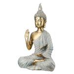 Φιγούρα Buddha Συνθετική Ρητίνη Γκρι Χρυσό Χρώμα 16X8X25Cm 16X8X25Cm - Image 2