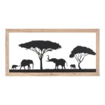 Ανάγλυφο τοίχου Ορθογώνιο Μοτίβο Ελέφαντα Μεταλλικό Μαύρο 30X1X60Cm 30X1X60Cm