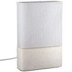 Φωτιστικό Επιτραπέζιο Ορθογώνιο Κεραμικό/Ύφασμα Μπεζ/Λευκό 20x8x30cm - Image 2