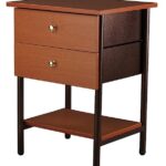 Κομοδίνο μεταλλικό με συρτάρια σε χρώμα καφέ 45x38x62