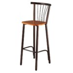 Σκαμπό μπαρ με πλάτη μεταλλικό και πάτο ξύλου σε χρώμα καφέ 35x39x108