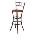 Σκαμπό μπαρ με πλάτη και πάτο ξύλου σε χρώμα καφέ 35x39x108